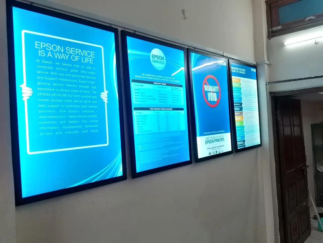 Sandwich board with clip on used for in shop branding.